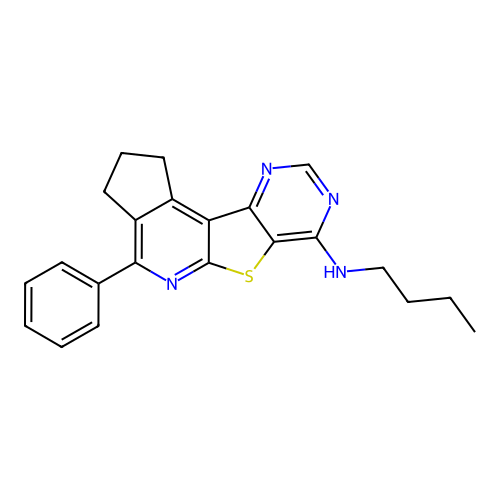 N-butyl-4-phenyl-2,3-dihydro-1H-cyclopenta[4',5']pyrido[3',2':4,5]thieno[3,2-d]pyrimidin-7-amine structure