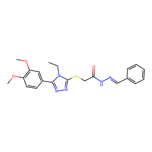 (E)-N'-benzylidene-2-((5-(3,4-dimethoxyphenyl)-4-ethyl-4H-1,2,4-triazol-3-yl)thio)acetohydrazide structure