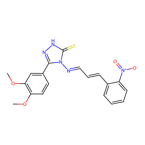 3-(3,4-dimethoxyphenyl)-4-[(E)-[(E)-3-(2-nitrophenyl)prop-2-enylidene]amino]-1H-1,2,4-triazole-5-thione structure