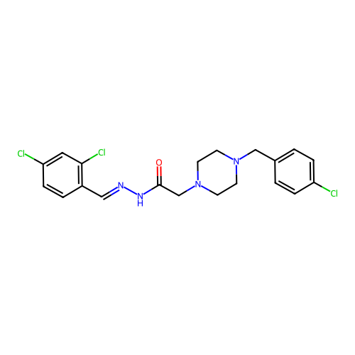 (E)-2-(4-(4-chlorobenzyl)piperazin-1-yl)-N'-(2,4-dichlorobenzylidene)acetohydrazide structure