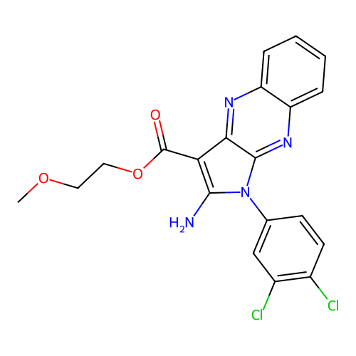 2-methoxyethyl 2-amino-1-(3,4-dichlorophenyl)-1H-pyrrolo[2,3-b]quinoxaline-3-carboxylate structure