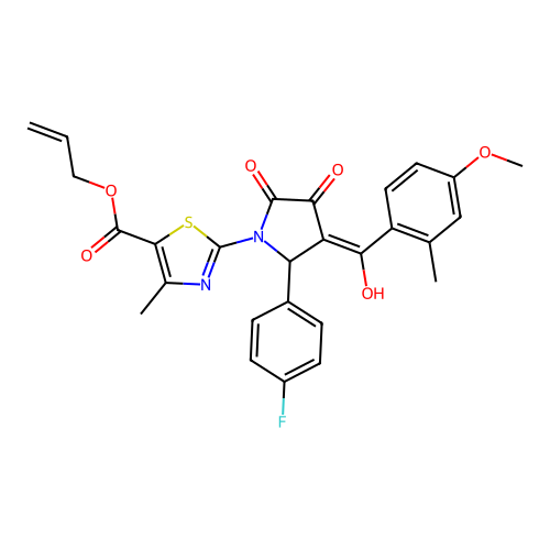 allyl 2-(2-(4-fluorophenyl)-4-hydroxy-3-(4-methoxy-2-methylbenzoyl)-5-oxo-2,5-dihydro-1H-pyrrol-1-yl)-4-methylthiazole-5-carboxylate structure