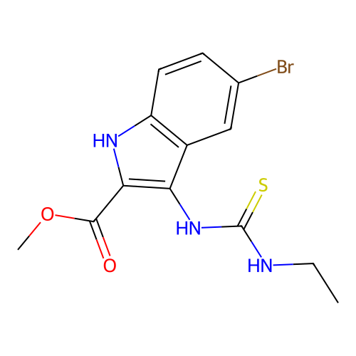 methyl 5-bromo-3-[(ethylcarbamothioyl)amino]-1H-indole-2-carboxylate structure