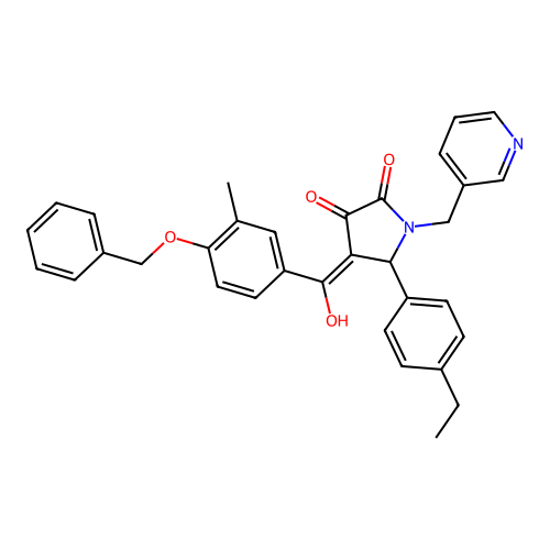 (4E)-5-(4-ethylphenyl)-4-[hydroxy-(3-methyl-4-phenylmethoxyphenyl)methylidene]-1-(pyridin-3-ylmethyl)pyrrolidine-2,3-dione structure