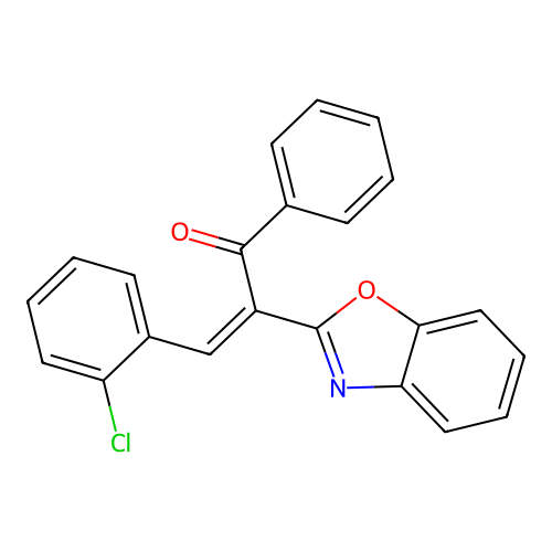 (2Z)-2-(1,3-benzoxazol-2-yl)-3-(2-chlorophenyl)-1-phenylprop-2-en-1-one structure