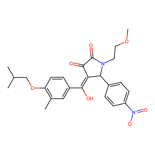 (4E)-4-[hydroxy-[3-methyl-4-(2-methylpropoxy)phenyl]methylidene]-1-(2-methoxyethyl)-5-(4-nitrophenyl)pyrrolidine-2,3-dione structure