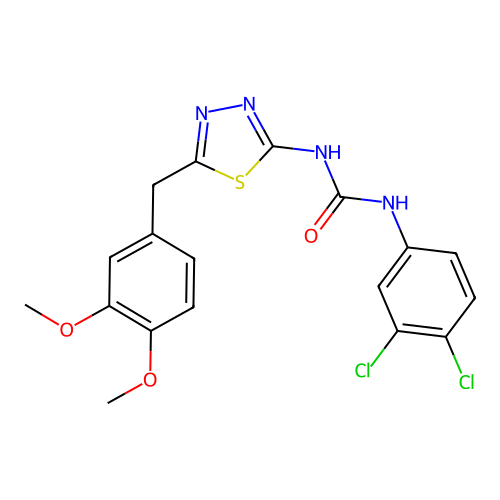 1-(3,4-Dichlorophenyl)-3-[5-(3,4-dimethoxybenzyl)-1,3,4-thiadiazol-2-yl]urea structure