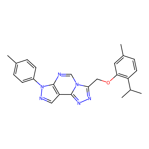 2-ISOPROPYL-5-METHYLPHENYL {[7-(4-METHYLPHENYL)-7H-PYRAZOLO[4,3-E][1,2,4]TRIAZOLO[4,3-C]PYRIMIDIN-3-YL]METHYL} ETHER structure