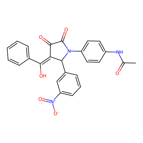 N-[4-[(3E)-3-[hydroxy(phenyl)methylidene]-2-(3-nitrophenyl)-4,5-dioxopyrrolidin-1-yl]phenyl]acetamide structure