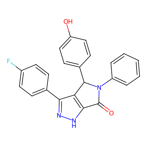 3-(4-fluorophenyl)-4-(4-hydroxyphenyl)-5-phenyl-1,4-dihydropyrrolo[3,4-c]pyrazol-6-one structure