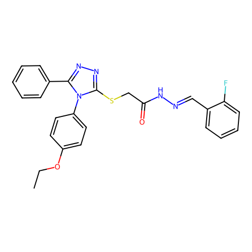 2-{[4-(4-ethoxyphenyl)-5-phenyl-4H-1,2,4-triazol-3-yl]sulfanyl}-N'-[(E)-(2-fluorophenyl)methylidene]acetohydrazide structure