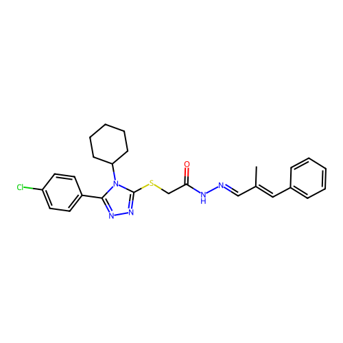 2-{[5-(4-chlorophenyl)-4-cyclohexyl-4H-1,2,4-triazol-3-yl]sulfanyl}-N'-[(1E,2E)-2-methyl-3-phenylprop-2-en-1-ylidene]acetohydrazide structure