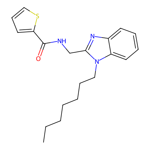 N-[(1-heptyl-1H-benzimidazol-2-yl)methyl]thiophene-2-carboxamide structure