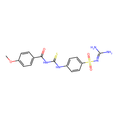 N-{[4-(carbamimidoylsulfamoyl)phenyl]carbamothioyl}-4-methoxybenzamide structure