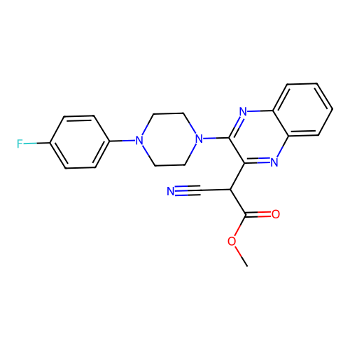 Methyl cyano{3-[4-(4-fluorophenyl)piperazin-1-yl]quinoxalin-2-yl}acetate structure