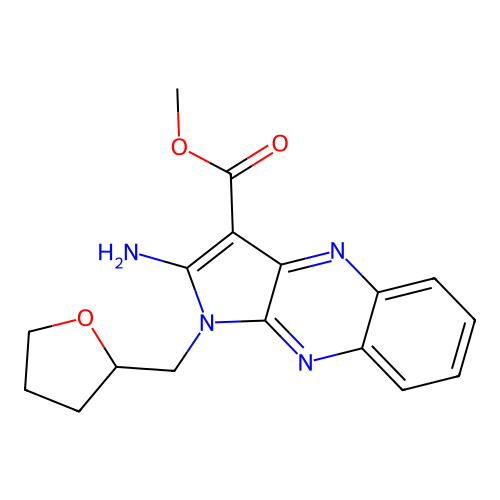 methyl 2-amino-1-((tetrahydrofuran-2-yl)methyl)-1H-pyrrolo[2,3-b]quinoxaline-3-carboxylate structure