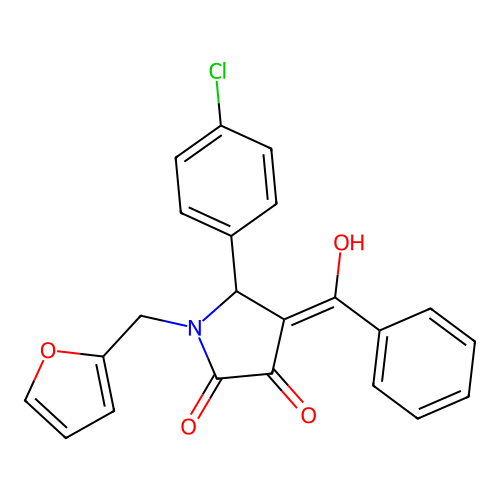 (4E)-5-(4-chlorophenyl)-1-(furan-2-ylmethyl)-4-[hydroxy(phenyl)methylidene]pyrrolidine-2,3-dione structure
