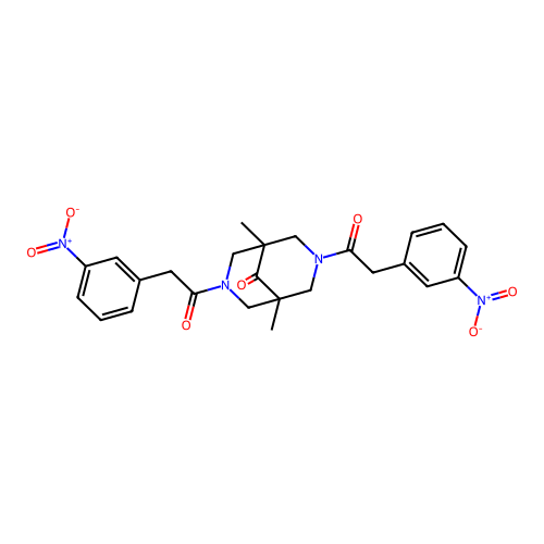 1,5-Dimethyl-3,7-bis[(3-nitrophenyl)acetyl]-3,7-diazabicyclo[3.3.1]nonan-9-one structure