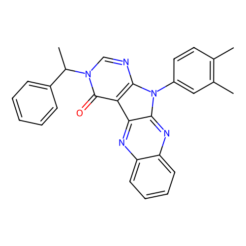 11-(3,4-dimethylphenyl)-3-(1-phenylethyl)-3,11-dihydro-4H-pyrimido[5',4':4,5]pyrrolo[2,3-b]quinoxalin-4-one structure