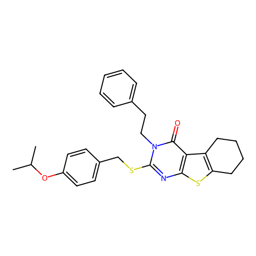 2-((4-isopropoxybenzyl)thio)-3-phenethyl-5,6,7,8-tetrahydrobenzo[4,5]thieno[2,3-d]pyrimidin-4(3H)-one structure