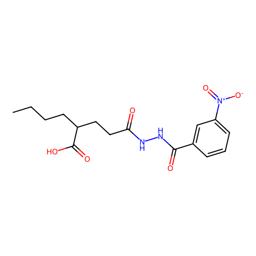 2-(3-(2-(3-Nitrobenzoyl)hydrazinyl)-3-oxopropyl)hexanoic acid structure