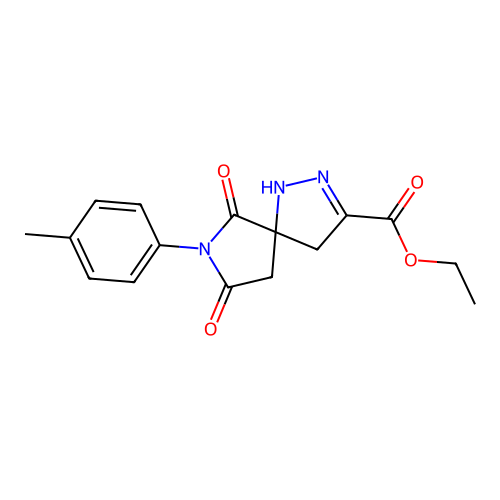 Ethyl 7-(4-methylphenyl)-6,8-dioxo-1,2,7-triazaspiro[4.4]non-2-ene-3-carboxylate structure