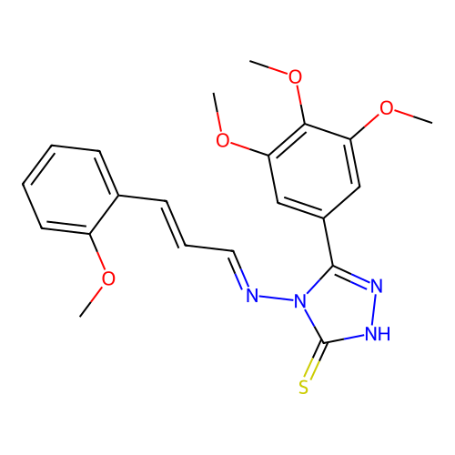 4-((E)-((E)-3-(2-methoxyphenyl)allylidene)amino)-5-(3,4,5-trimethoxyphenyl)-4H-1,2,4-triazole-3-thiol structure