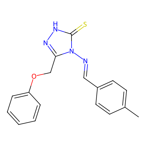 4-[(E)-(4-methylphenyl)methylideneamino]-3-(phenoxymethyl)-1H-1,2,4-triazole-5-thione structure
