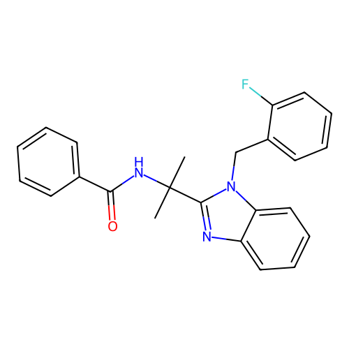N-{2-[1-(2-fluorobenzyl)-1H-benzimidazol-2-yl]propan-2-yl}benzamide structure