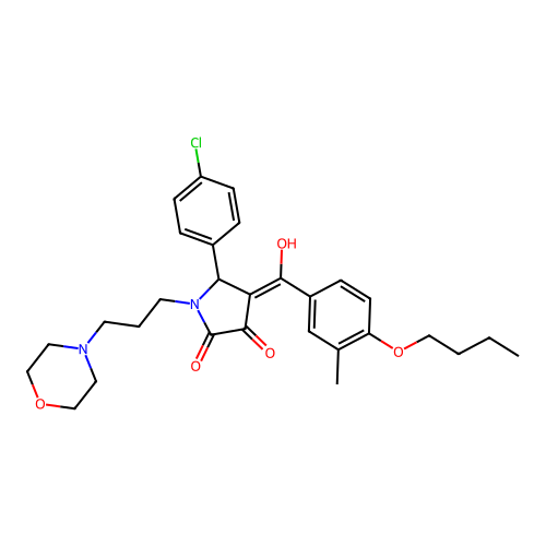 (4E)-4-[(4-butoxy-3-methylphenyl)-hydroxymethylidene]-5-(4-chlorophenyl)-1-(3-morpholin-4-ylpropyl)pyrrolidine-2,3-dione structure