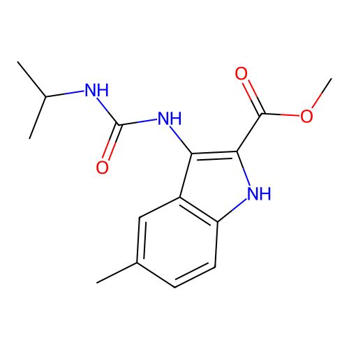 methyl 5-methyl-3-[(propan-2-ylcarbamoyl)amino]-1H-indole-2-carboxylate structure