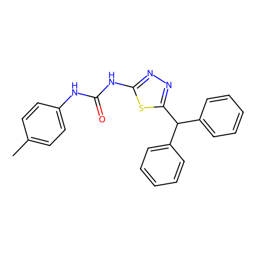 1-[5-(Diphenylmethyl)-1,3,4-thiadiazol-2-yl]-3-(4-methylphenyl)urea structure