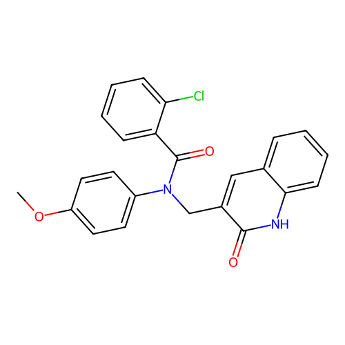 2-chloro-N-(4-methoxyphenyl)-N-[(2-oxo-1H-quinolin-3-yl)methyl]benzamide structure
