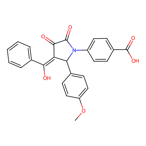 4-[(3E)-3-[hydroxy(phenyl)methylidene]-2-(4-methoxyphenyl)-4,5-dioxopyrrolidin-1-yl]benzoic acid structure