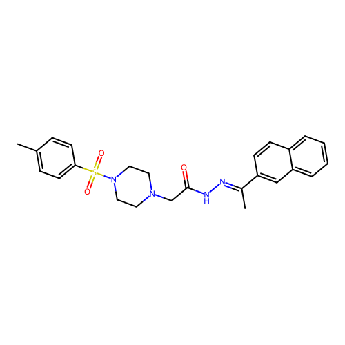 2-{4-[(4-methylphenyl)sulfonyl]piperazin-1-yl}-N'-[(1E)-1-(naphthalen-2-yl)ethylidene]acetohydrazide structure
