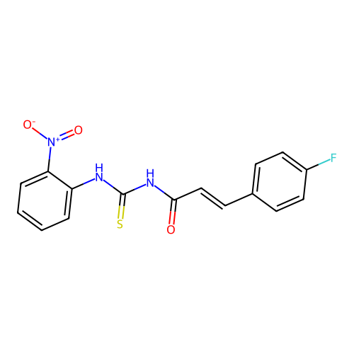 (2E)-3-(4-fluorophenyl)-N-[(2-nitrophenyl)carbamothioyl]prop-2-enamide structure