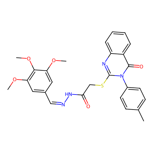 (Z)-2-((4-oxo-3-(p-tolyl)-3,4-dihydroquinazolin-2-yl)thio)-N'-(3,4,5-trimethoxybenzylidene)acetohydrazide structure