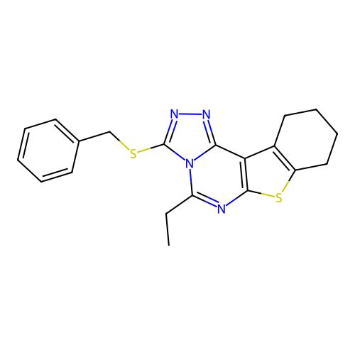 3-(benzylsulfanyl)-5-ethyl-8,9,10,11-tetrahydro[1]benzothieno[3,2-e][1,2,4]triazolo[4,3-c]pyrimidine structure