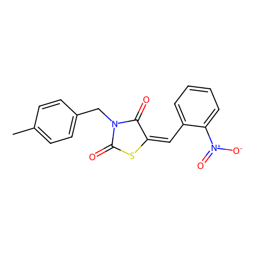 (E)-3-(4-methylbenzyl)-5-(2-nitrobenzylidene)thiazolidine-2,4-dione structure