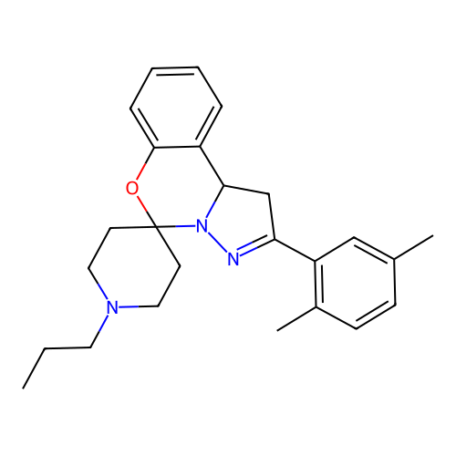 2'-(2,5-dimethylphenyl)-1-propyl-1',10b'-dihydrospiro[piperidine-4,5'-pyrazolo[1,5-c][1,3]benzoxazine] structure
