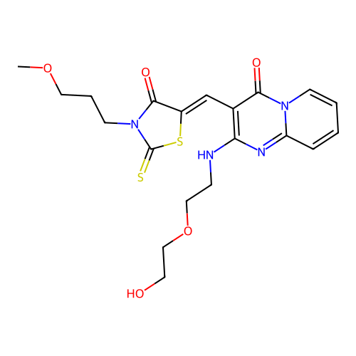 (Z)-5-((2-((2-(2-hydroxyethoxy)ethyl)amino)-4-oxo-4H-pyrido[1,2-a]pyrimidin-3-yl)methylene)-3-(3-methoxypropyl)-2-thioxothiazolidin-4-one structure