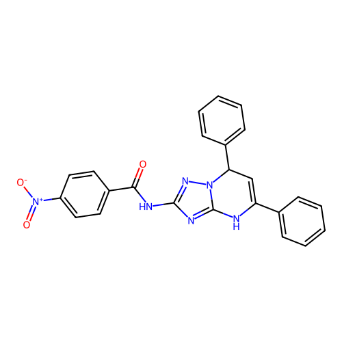 N-(5,7-diphenyl-4,7-dihydro[1,2,4]triazolo[1,5-a]pyrimidin-2-yl)-4-nitrobenzamide structure