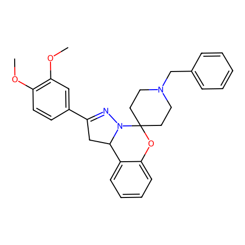 1'-benzyl-2-(3,4-dimethoxyphenyl)-1,10b-dihydrospiro[benzo[e]pyrazolo[1,5-c][1,3]oxazine-5,4'-piperidine] structure