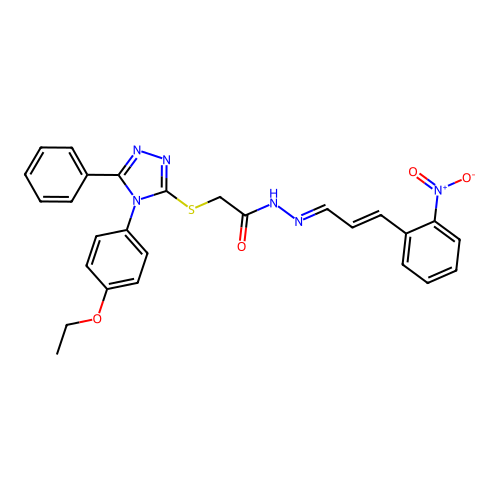 (E)-2-((4-(4-ethoxyphenyl)-5-phenyl-4H-1,2,4-triazol-3-yl)thio)-N'-((E)-3-(2-nitrophenyl)allylidene)acetohydrazide structure