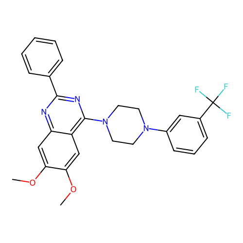 6,7-dimethoxy-2-phenyl-4-[4-[3-(trifluoromethyl)phenyl]piperazin-1-yl]quinazoline structure