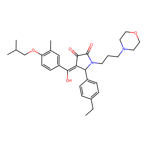 (4E)-5-(4-ethylphenyl)-4-[hydroxy-[3-methyl-4-(2-methylpropoxy)phenyl]methylidene]-1-(3-morpholin-4-ylpropyl)pyrrolidine-2,3-dione structure