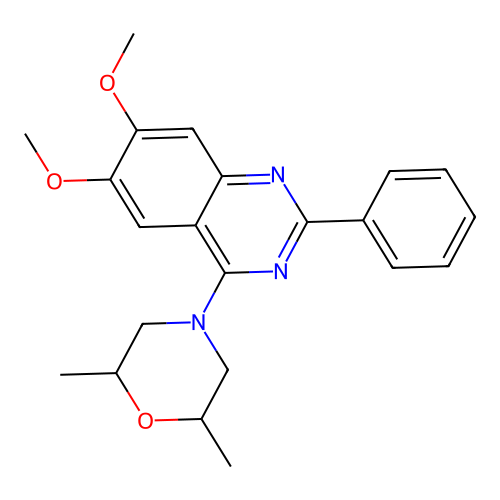 4-(6,7-Dimethoxy-2-phenylquinazolin-4-yl)-2,6-dimethylmorpholine structure