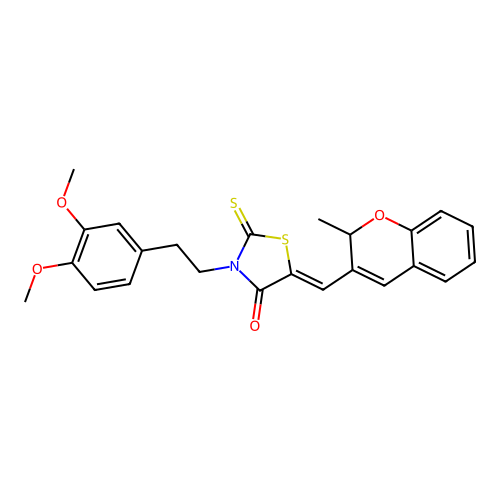 (5Z)-3-[2-(3,4-DIMETHOXYPHENYL)ETHYL]-5-[(2-METHYL-2H-CHROMEN-3-YL)METHYLENE]-2-THIOXO-1,3-THIAZOLIDIN-4-ONE structure