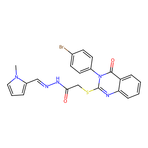 2-{[3-(4-bromophenyl)-4-oxo-3,4-dihydroquinazolin-2-yl]sulfanyl}-N'-[(E)-(1-methyl-1H-pyrrol-2-yl)methylidene]acetohydrazide structure