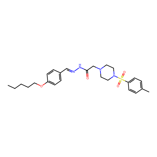 (E)-N'-(4-(pentyloxy)benzylidene)-2-(4-tosylpiperazin-1-yl)acetohydrazide structure